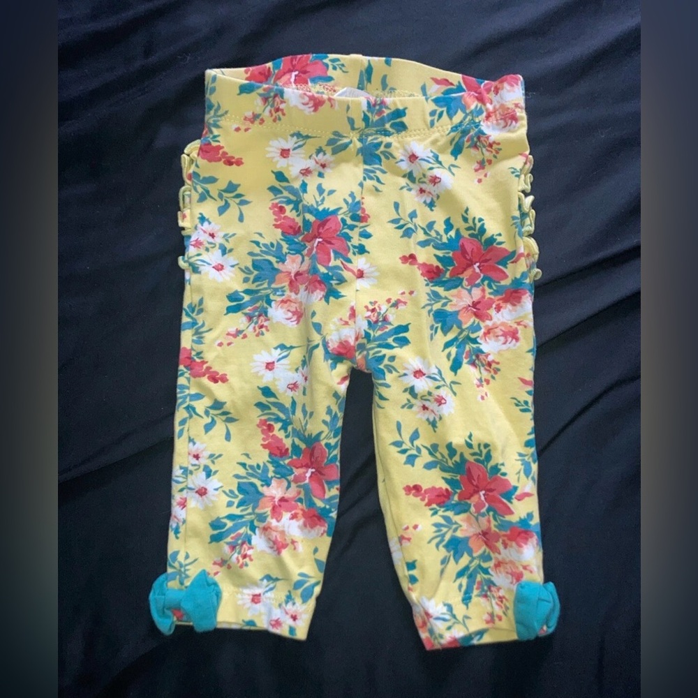 Floral Yellow Kids Casual Bottoms